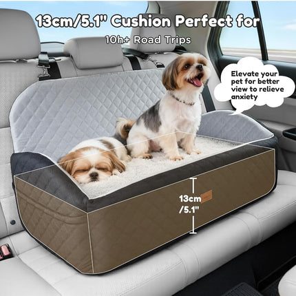 Gimars Upgrade Dog Car Seat with Reversible Long & Short Plush Seat Cushion for Small/Medium/Large Dogs Up to 27kg, Detachable Washable Anti-Slip Dog Booster Seat with 13cm 28D Egg-Crate Foam, L