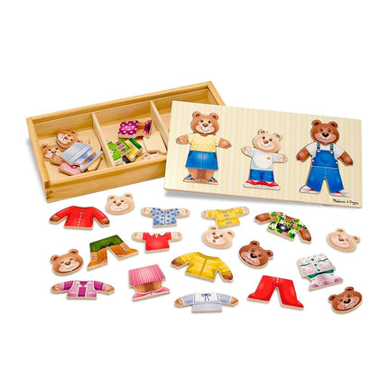 Melissa & Doug 3770 Puzle de madera de familia de osos para vestir Mix 'n Match con estuche de almacenamiento (45 piezas)
