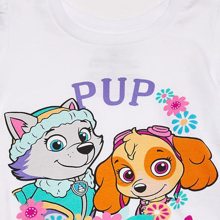 Nickelodeon Little Girls' Toddler Paw Patrol Pup Power Short-Sleeved Puff T-Shirt, White, 2T