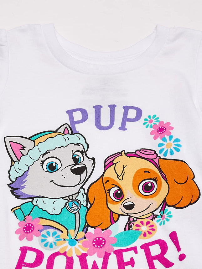 Nickelodeon Little Girls' Toddler Paw Patrol Pup Power Short-Sleeved Puff T-Shirt, White, 2T