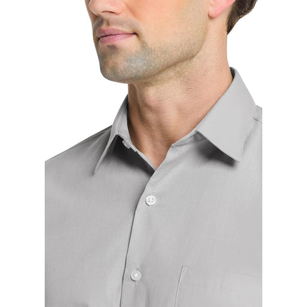 Van Heusen Men's Dress Shirt Fitted Poplin Solid, Light Grey, 18.5" Neck 36"-37" Sleeve
