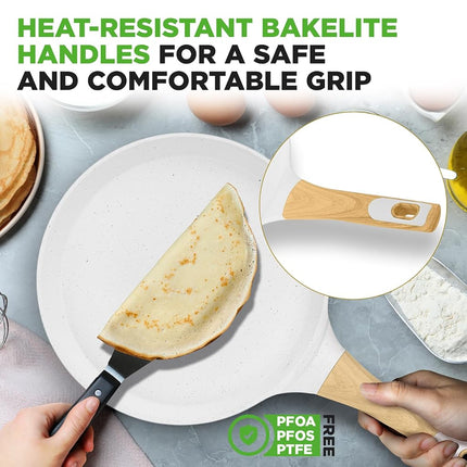 NutriChef Crepe Maker, 28cm Nonstick Pan, Induction Cookware