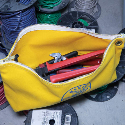 Canvas Zipper Pouch, 40.6 cm Tool Bag Storage Organizer, Yellow Klein Tools 5539LYEL