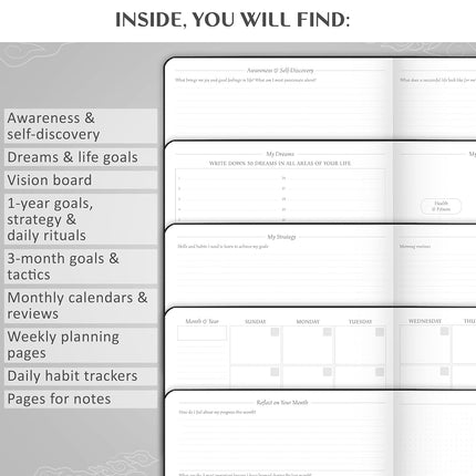 Legend Planner Undated, Weekly & Daily Goal Journal, A4 Black