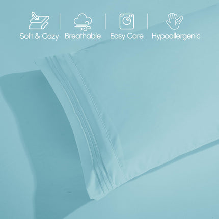 Elegant Comfort Luxurious 1500 Premium Hotel Quality Microfiber 4-Piece Sheet Set, 18-24 Inches Deep - Extra Deep Pocket Sheets - Ultra Soft 4PC Deep Pocket Sheets, King, Aqua Blue