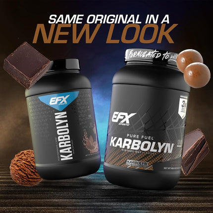 EFX Sports Karbolyn Fuel Complex Carbohydrate Post Workout & Pre Workout Powder Clinically Tested Intense Energy Supplement Shake,Chocolate Overload (4 LB 4.8 OZ)
