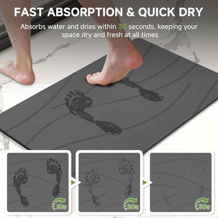 Tapis de bain en pierre Liyarya, tapis de douche en pierre de diatomée pour salle de bain, tapis de bain absorbant, tapis de sol de salle de bain antidérapant, séchage rapide, facile à nettoyer, 80 x 50 cm