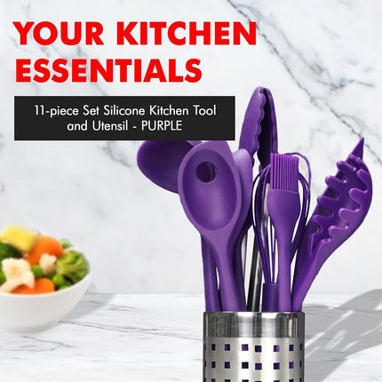 Chef Craft Juego de utensilios de cocina de silicona prémium, 11 piezas, morado