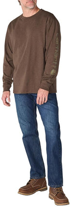 Carhartt Men's Dearborn Loose LS Logo T-Shirt, Dark Clove Heather, XXL
