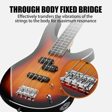 Ktaxon 4 String Electric Bass Guitar, Full Size Bass Guitar Kit (Sunset)