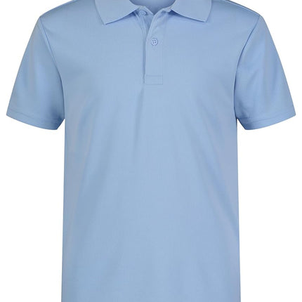 Izod Boys' School Uniform Short Sleeve Polo Shirt, Button Closure, Moisture Wicking Performance Material, Light Blue, 6
