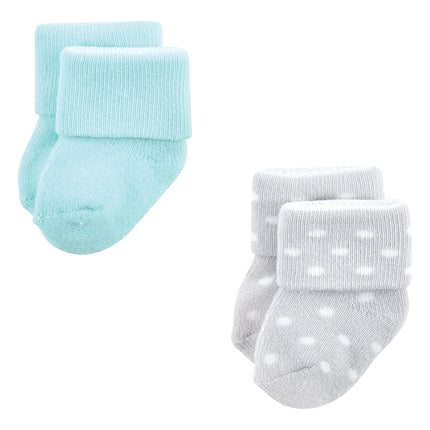 Luvable Friends Baby Girls Unisex Newborn Terry Socks, Coral Dots, 6-12 Months, (Pack of 12)