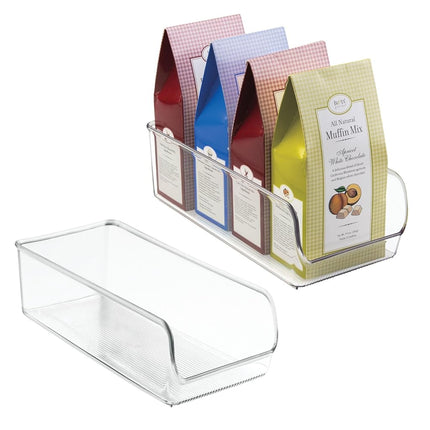 InterDesign Linus Refrigerator and Freezer Storage Organizer Bins for Kitchen, 11" x 5.5" x 3.5", Set of 2, Clear