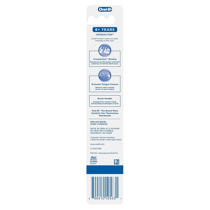 Oral-B Cross Action Kids Toothbrush, Soft Bristles, Ages 6+, 1 Count