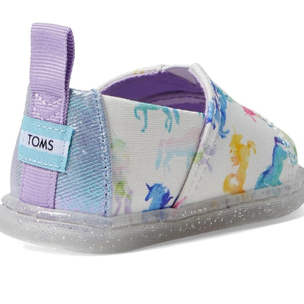 Toms Girl's, Alpargata Slip-On - Little Kid & Big Kid, White Watercolor Ombre Unicorns, 4 Toddler