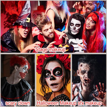 Bowitzki Halloween SFX Makeup Kit Special Effect Makeup,Liquid Latex+Scab Blood+Spray Blood+6 Colors Oil Based Face Paint+SFX bruise wheel+Skin Wax+Stipple Sponges+Latex free Sponges+Spatula+Brushes