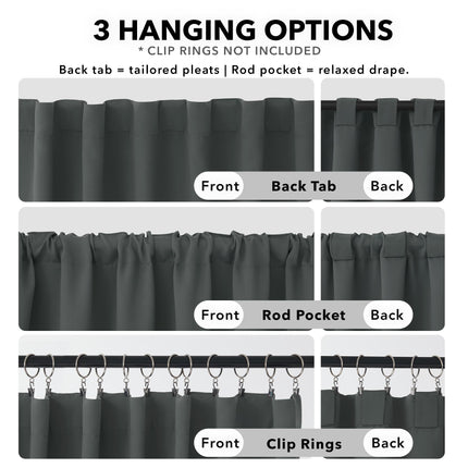 Deconovo Back Tab and Rod Pocket Drapes and Curtains - (42x95 Inch, Dark Grey, 2 Panels), Long Blackout Curtains for Sliding Glass Door