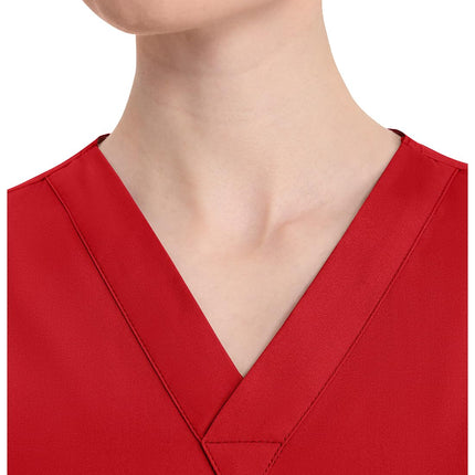 Uniforme médico Dickies EDS Signature para mujer, camiseta con cuello en V para mujer de popelina cepillada suave 86706, rojo, 4XL Plus