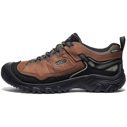 KEEN Men's Targhee 4 Low Height Durable Comfortable Waterproof Hiking Shoes, Bison/Black, 7.5 Wide CA
