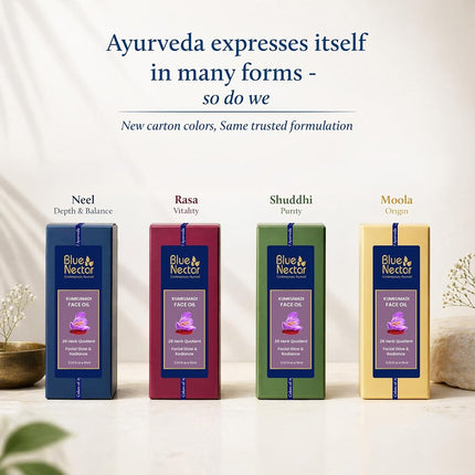 Blue Nectar Kumkumadi Oil for Face for Mature Skin | Ayurvedic Saffron Face Cleansing Oil | Authentic Kumkumadi Tailam Saffron Serum for Women & Men (10ml, 26 Herbs)