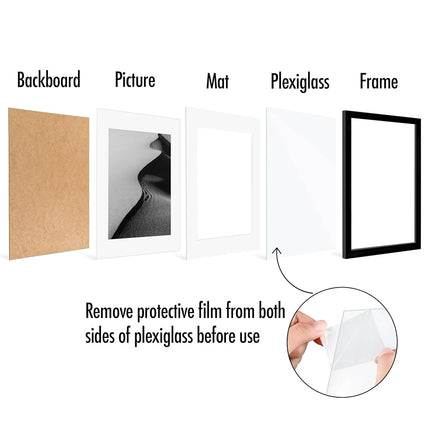 Americanflat 12x16 Picture Frame in Black - Set of 2 - Use as 9x12 Picture Frame with Mount or 12x16 Frame Without Mount - Includes Sawtooth Hanging Hardware for Horizontal or Vertical Display