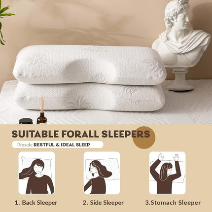 EGOHOME Cervical Neck Pillow, Side Sleeper Pillow for Sleeping, Aloe Vera Infused Memory Foam Pillow for Neck Pain Relief, Ergonomic Neck Support Pillow for Side Back Stomach Sleepers, 30x16 Inches