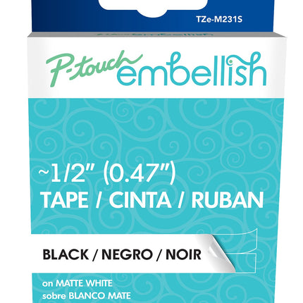 Brother P-touch Embellish Black Print on Matte Whi