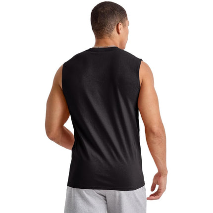 Hanes Men's Essentials Midweight T Pack, Cotton Muscle Tank Shirts, Pack of 3, Black, S