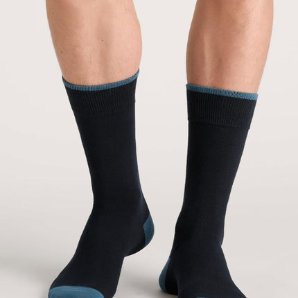 Ted Baker Men's 3 Pack Pattern Crew Dress Socks, Lt Denim Heather/Navy/Real Teal, One Size