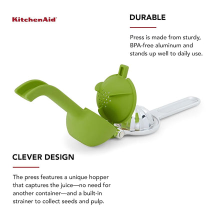 KitchenAid Citrus Juice Press Squeezer for Lemons and Limes with Seed Catcher and Pour Spout, 8 Inch