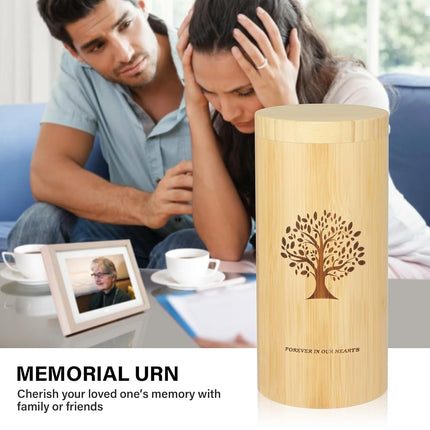 Scattering Tubes for Human Ashes Made of Bamboo,Large Scattering Urns for Human Ashes Adult with Tree of Life Pattern,Biodegradable Cremation Urns for Women Male Pet Ashes,3.5 * 9 Inches