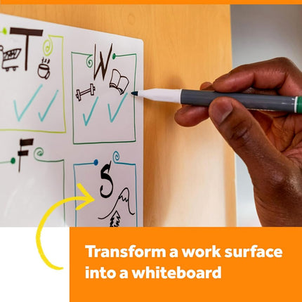 Post-it Dry Erase Whiteboard Film Surface for Walls, Doors, Tables, Chalkboards, Whiteboards, and More, Removable, Stain-Proof, Easy Installation, 4 ft x 3 ft Roll (DEF4X3)