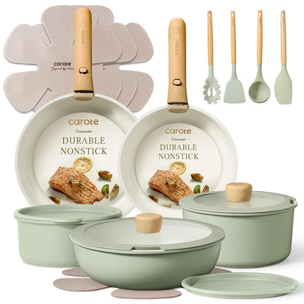 CAROTE 11pcs Pots and Pans Set, Nonstick Cookware 