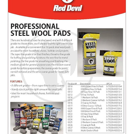 Red Devil 0310 Steel Wool, 0000 (Pack of 96)