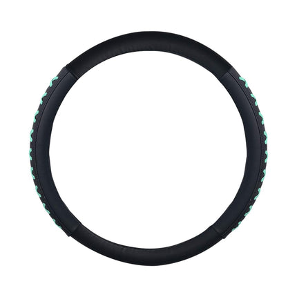 FH Group Universal Fit 15 Inch Genuine Leather with Lace-Up Detailing Steering Wheel Cover fits Most Cars, SUVs, and Trucks Mint
