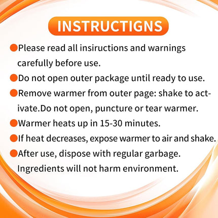 100 Pack Hand Warmers Disposable - Up to 15 Hours of Heat - Super Long Lasting Air Activated Warmers, All Natural & Portable for Body, Hands & Toes - Odorless Hot Warmer Gifts for Winter Work