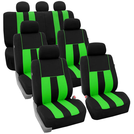 FH GROUP FH-FB036217 Striking Striped Seat Covers Green / Black Color- Fit Most Car, Truck, Suv, or Van