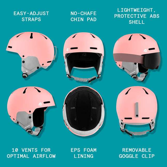 Retrospec Comstock Youth Ski & Snowboard Helmet for Kids - Durable ABS Shell, Protective EPS Foam & Cooling Vents - Adjustable Fit for Boys & Girls - Matte Rose, 52-55cm Small