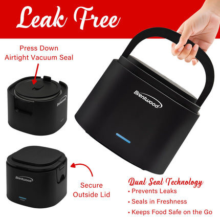 Brentwood 110V 50W 0.6L Portable Leakproof Electric Lunch Box Food Warmer (Black)