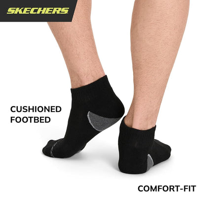 Skechers Men's 6 Pack Quarter Crew Socks, Black, 10-13