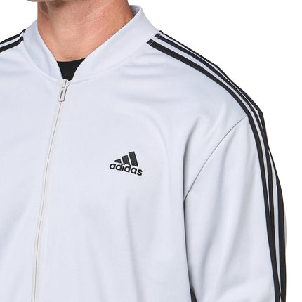 adidas mens 3-stripes Tricot Full-zip Jacket, Light Grey Heather, S