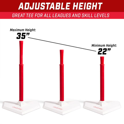 GoSports Baseball & Softball Batting Tee - Adjustable Rubber Hitting Tee for All Leagues and Skill Levels