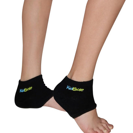 Sangle de talon en gel KidSole pour enfants souffrant de sensibilité du talon due à la maladie de Sever ou à la fasciite plantaire. (Noir) (Tailles adolescent 6-8, Noir)