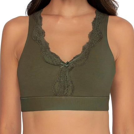 Fruit of the Loom Women's Full Coverage Wireless Cotton Bralette, Desert Dusk/Olive Night, 3XL Plus