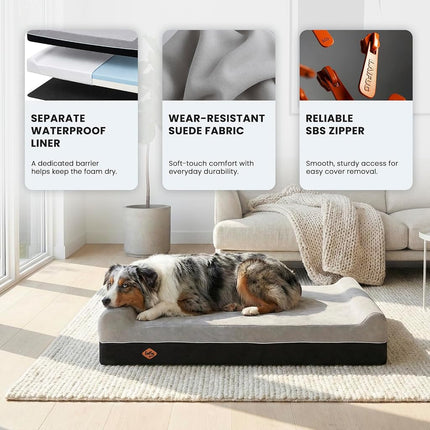 LaiFug Orthopedic Dog Bed, Large Dog Beds for Large Dogs, Memory Foam Anxiety Pet Bed X Large, Washable Dog Bedding Firm Support Pet Crate Bed