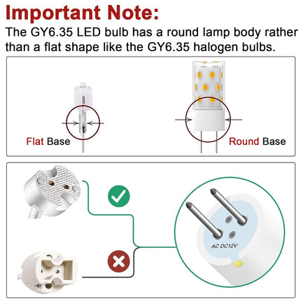 TAIYALOO Bombilla LED GY6.35 5W Equivalente a Bombilla Halógena de Base Bipin 50W, AC/DC 12V Blanco Cálido 3000K para Lámpara Colgante, Araña, Lámpara de Escritorio, Luces de Acento, Iluminación de Paisaje, No Regulable (Paquete de 4)