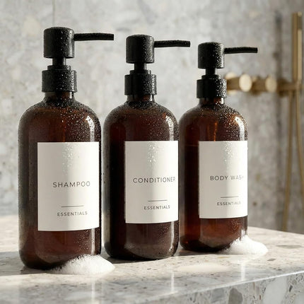 Stylish Shampoo and Conditioner Dispenser Set of 3