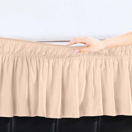 Elegant Comfort Three Fabric Sides Wrap Around Elastic Style Solid Bed Skirt, Easy On/Easy Off Dust Ruffled Bed Skirts 16 Inch Tailored Drop, Wrinkle and Fade Resistant