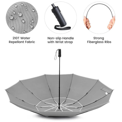G4Free 62 Inch Windproof Inverted Umbrella with Reflective Stripe Large Compact Reverse Golf Umbrella for Rain 10 Ribs Double Canopy Travel Umbrella Automatic Open Close