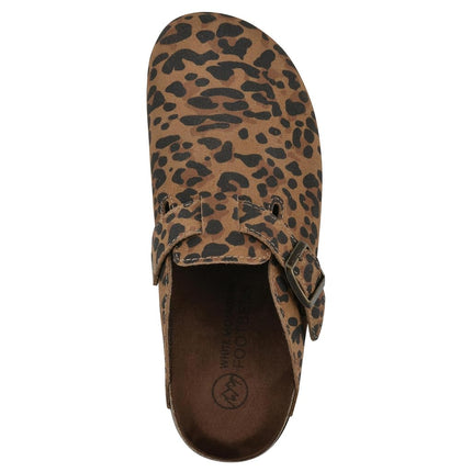 White Mountain Women's Bari Clog, Brown Leopard Suede, 9